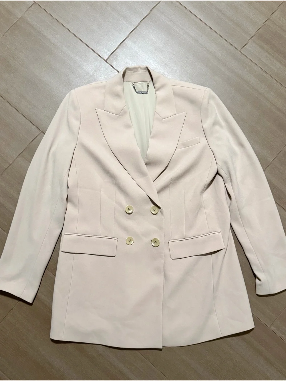 Tahari Double-Breasted Blazer Jacket - Pale Pink